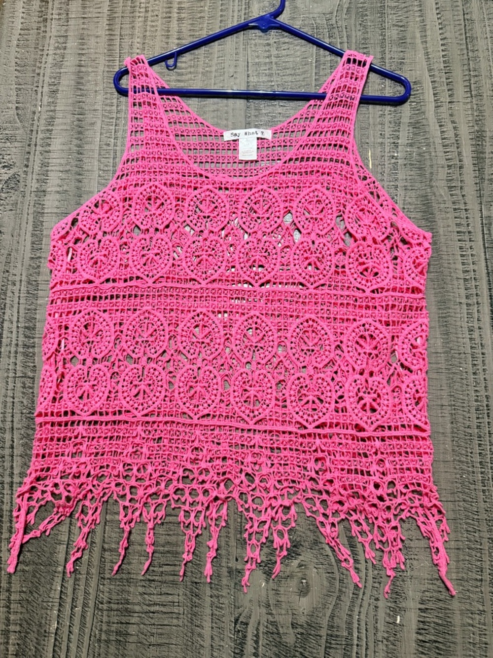 Say What? Hot Pink Crochet Fringe Camisole
